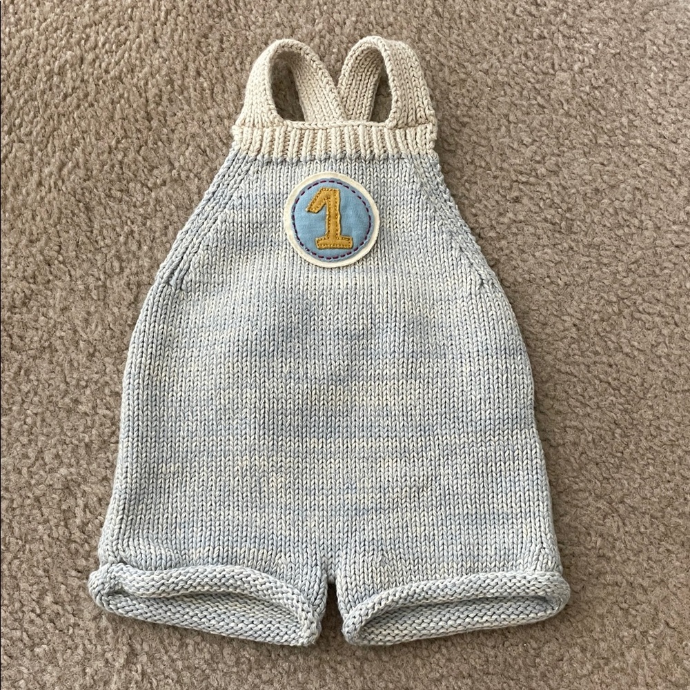 WILD WAWA Knitted Baby Romper with Number 1 Patch Sz:3-6 Months